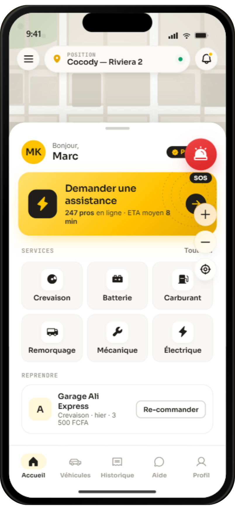 App YAFERI · accueil conducteur
